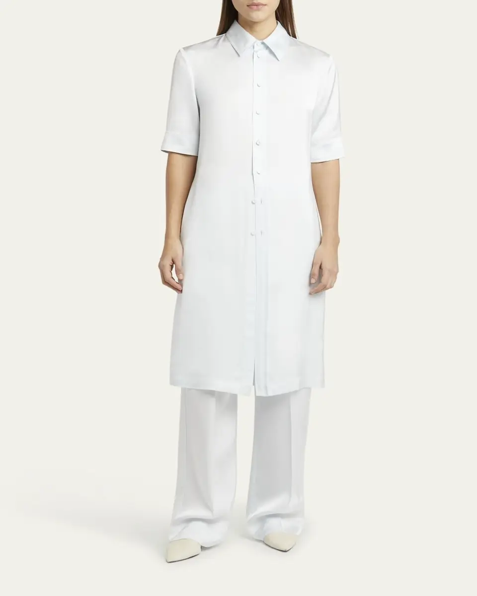 Jil Sander Short-Sleeve Long Fitted Button-Down Shirt | Thumbnail 6 Jil Sander Short-Sleeve Long Fitted Button-Down Shirt | Thumbnail 6