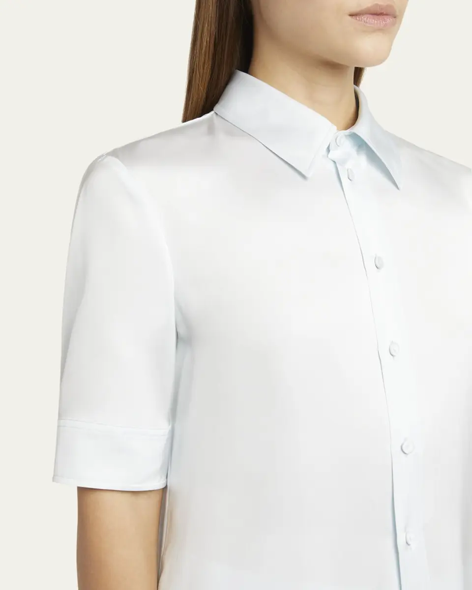 Jil Sander Short-Sleeve Long Fitted Button-Down Shirt | Thumbnail 9 Jil Sander Short-Sleeve Long Fitted Button-Down Shirt | Thumbnail 9