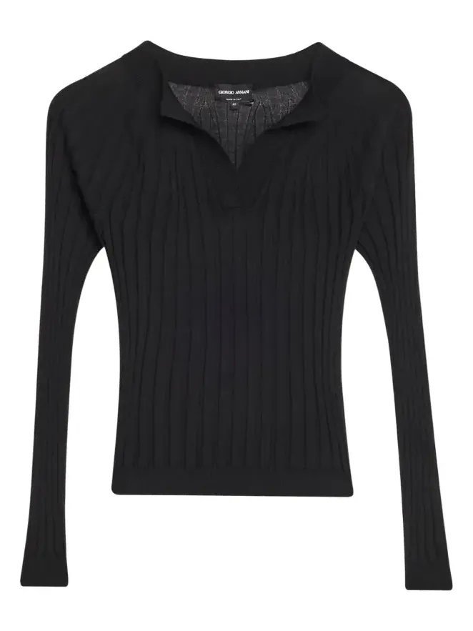 Cashmere-Silk Rib Knit Sweater