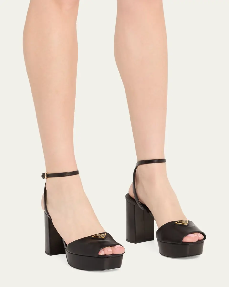 Prada Nappa Triangle Peep-Toe Platform Sandals | Thumbnail 2