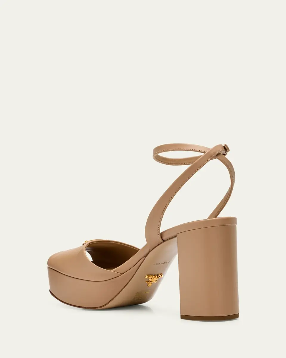 Prada Nappa Triangle Peep-Toe Platform Sandals | Thumbnail 11