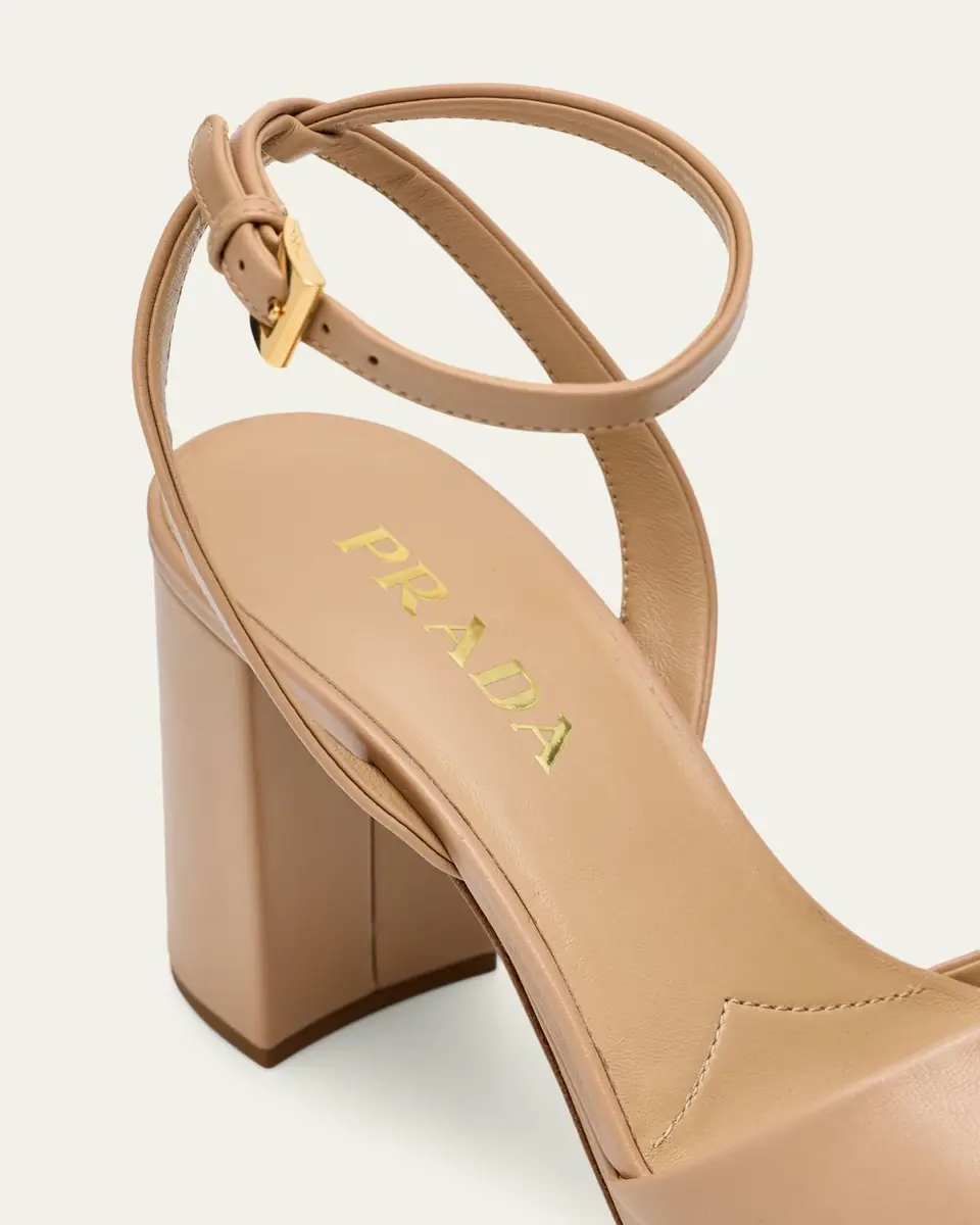 Prada Nappa Triangle Peep-Toe Platform Sandals | Thumbnail 12