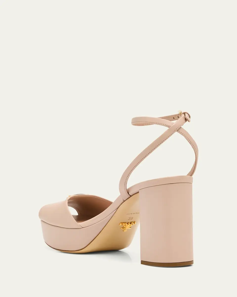 Prada Nappa Triangle Peep-Toe Platform Sandals | Thumbnail 15