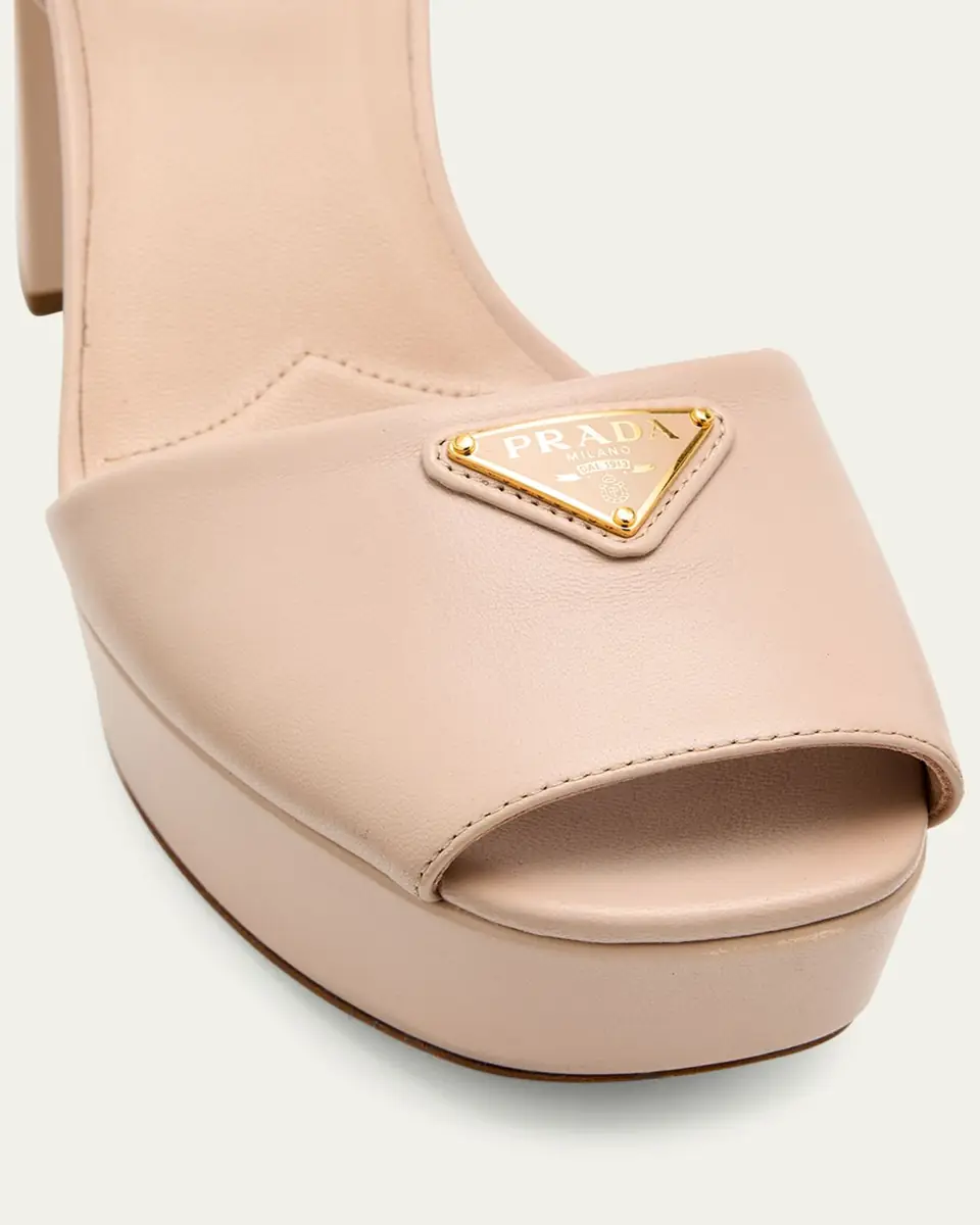 Prada Nappa Triangle Peep-Toe Platform Sandals | Thumbnail 16