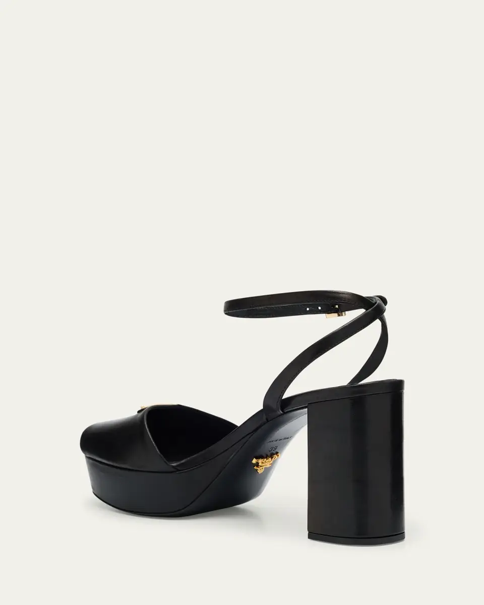 Prada Nappa Triangle Peep-Toe Platform Sandals | Thumbnail 4