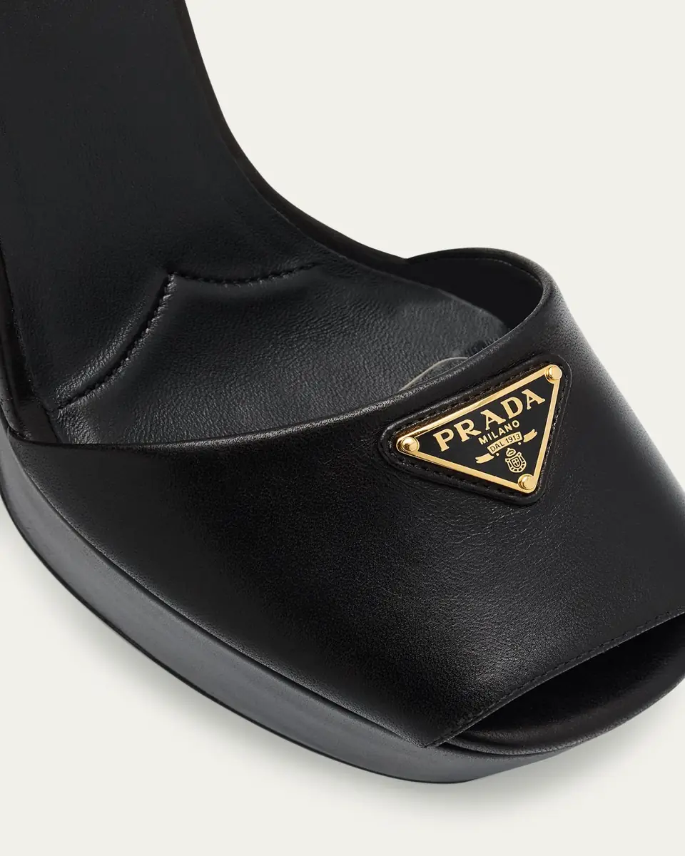Prada Nappa Triangle Peep-Toe Platform Sandals | Thumbnail 5
