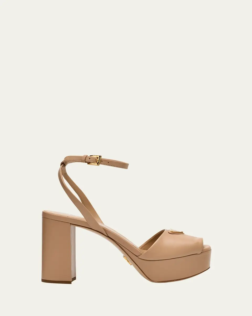 Prada Nappa Triangle Peep-Toe Platform Sandals | Thumbnail 8