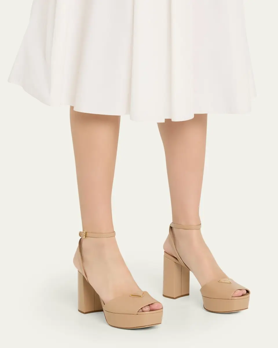 Prada Nappa Triangle Peep-Toe Platform Sandals | Thumbnail 9