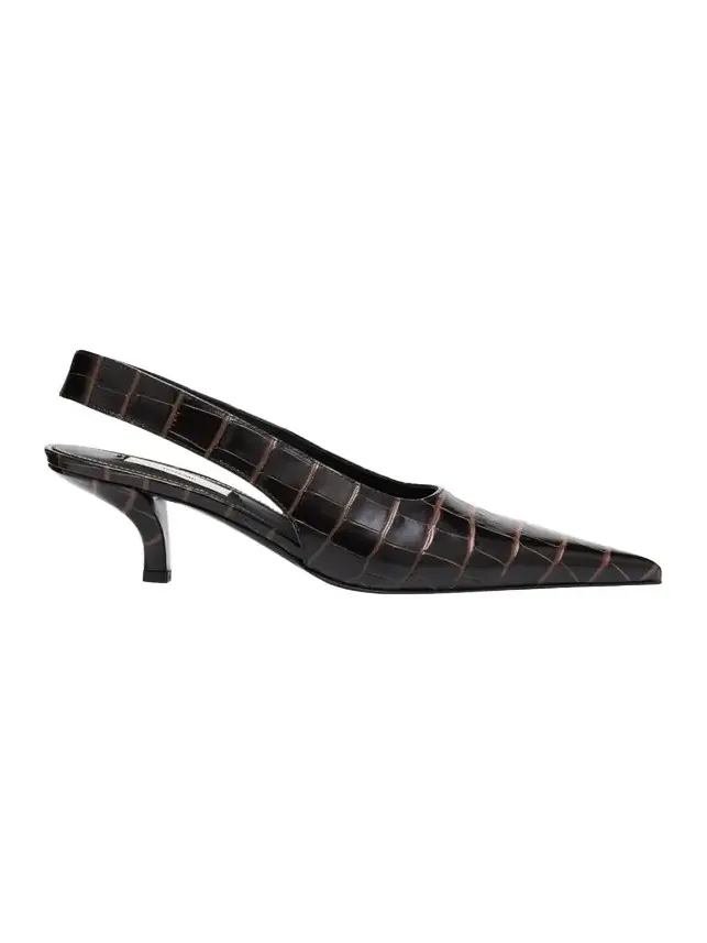 Croco-Embossed Leather Slingback Pumps Croco-Embossed Leather Slingback Pumps