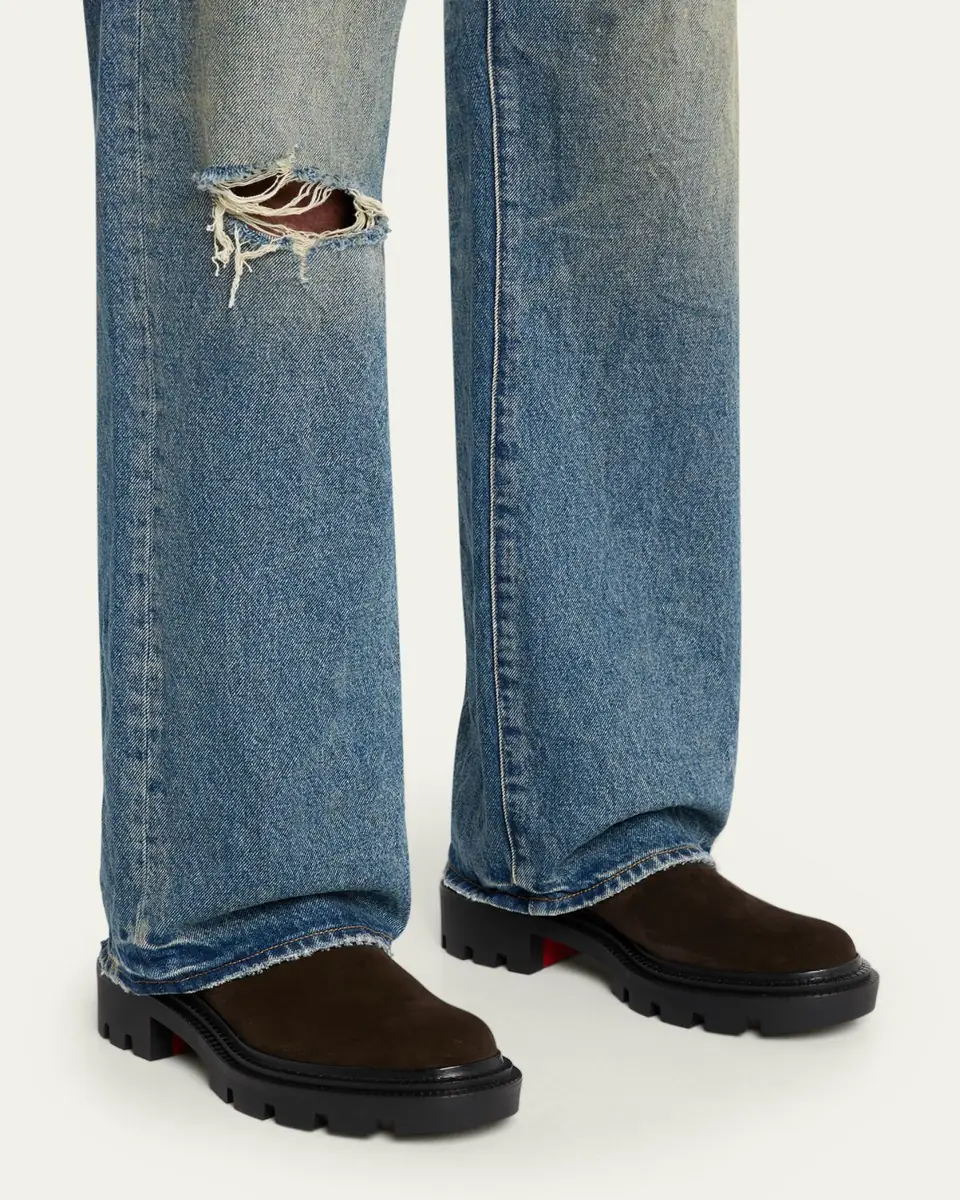 Christian Louboutin Men's Devon Lug-Sole Suede Chelsea Boots | Thumbnail 2 Christian Louboutin Men's Devon Lug-Sole Suede Chelsea Boots | Thumbnail 2