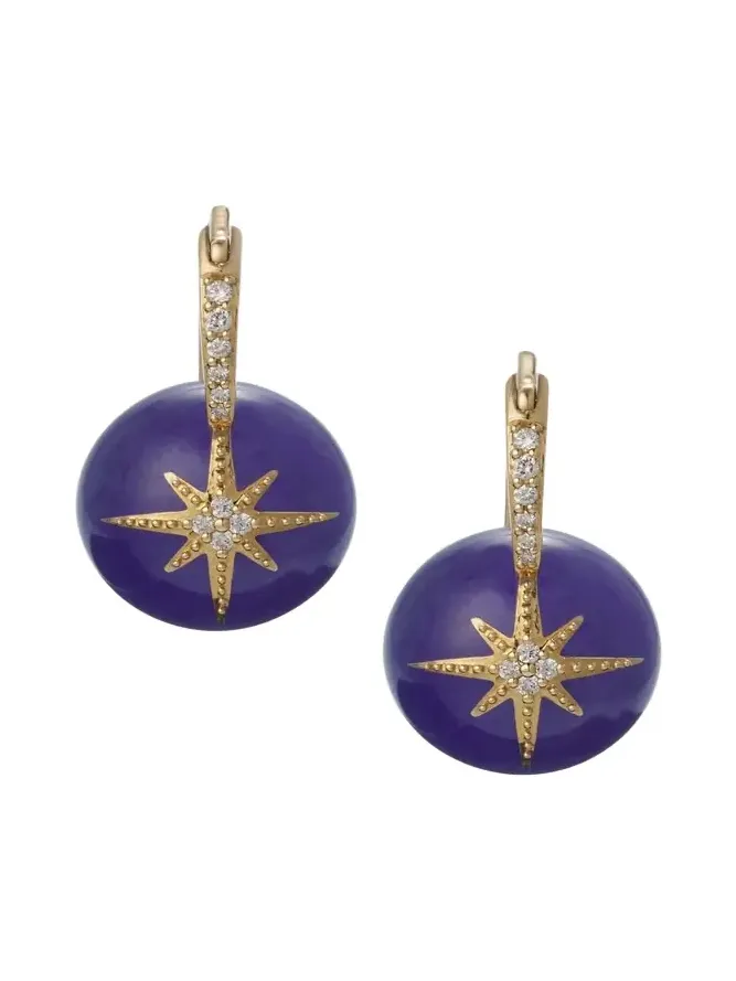 14K Pave Starburst Bead Earrings 14K Pave Starburst Bead Earrings