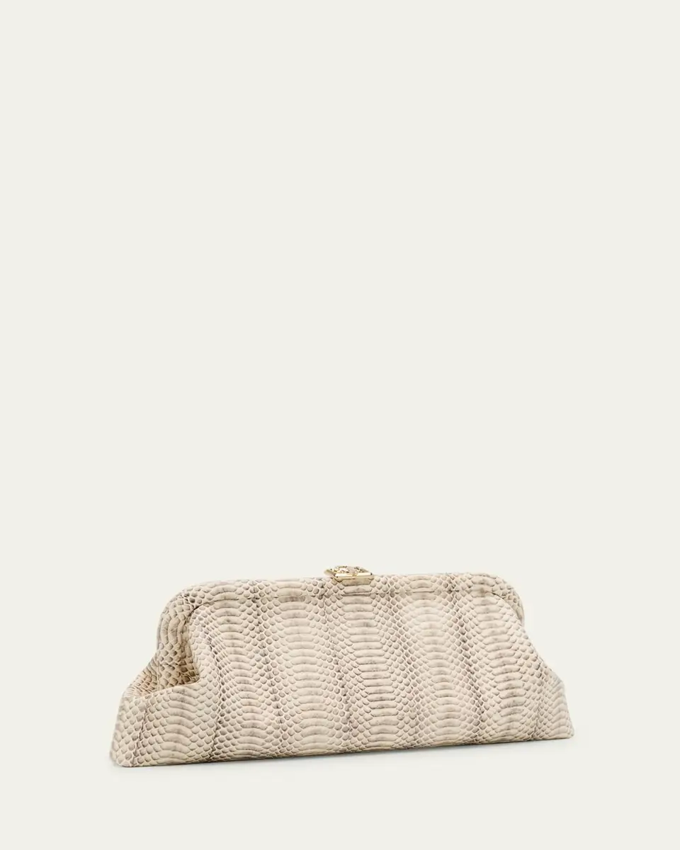 Jimmy Choo Skylar Snake-Print Leather Clutch Bag with JC Clasp | Thumbnail 3
