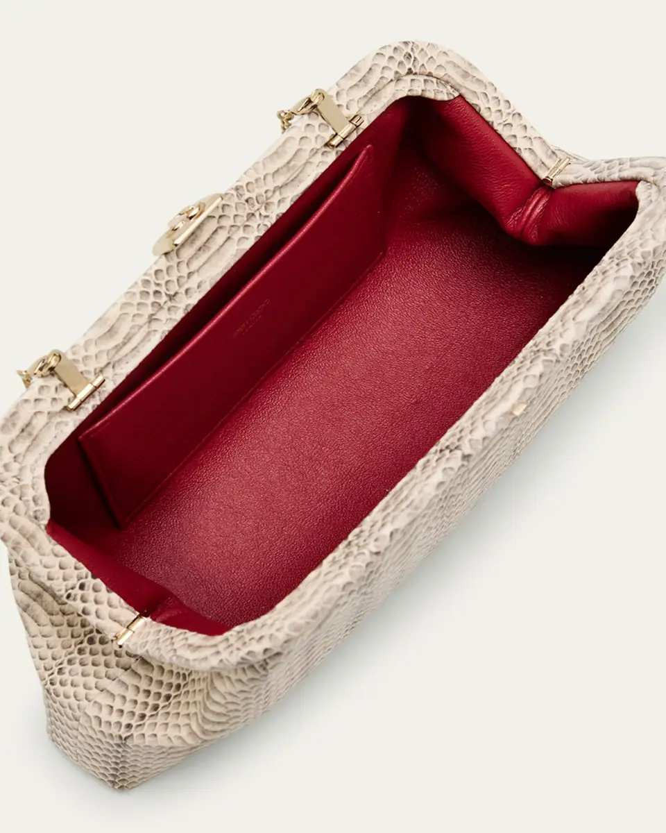 Jimmy Choo Skylar Snake-Print Leather Clutch Bag with JC Clasp | Thumbnail 4