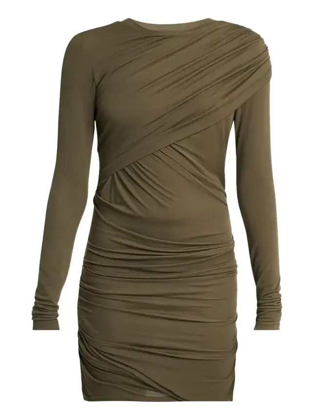 Denise Long-Sleeve Draped Mini Dress