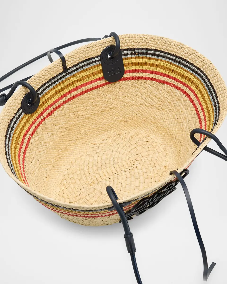 Loewe x Paula's Ibiza Small Anagram Striped Basket Tote Bag in Raffia | Thumbnail 3 Loewe x Paula's Ibiza Small Anagram Striped Basket Tote Bag in Raffia | Thumbnail 3