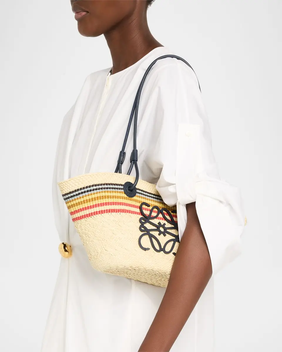 Loewe x Paula's Ibiza Small Anagram Striped Basket Tote Bag in Raffia | Thumbnail 4 Loewe x Paula's Ibiza Small Anagram Striped Basket Tote Bag in Raffia | Thumbnail 4