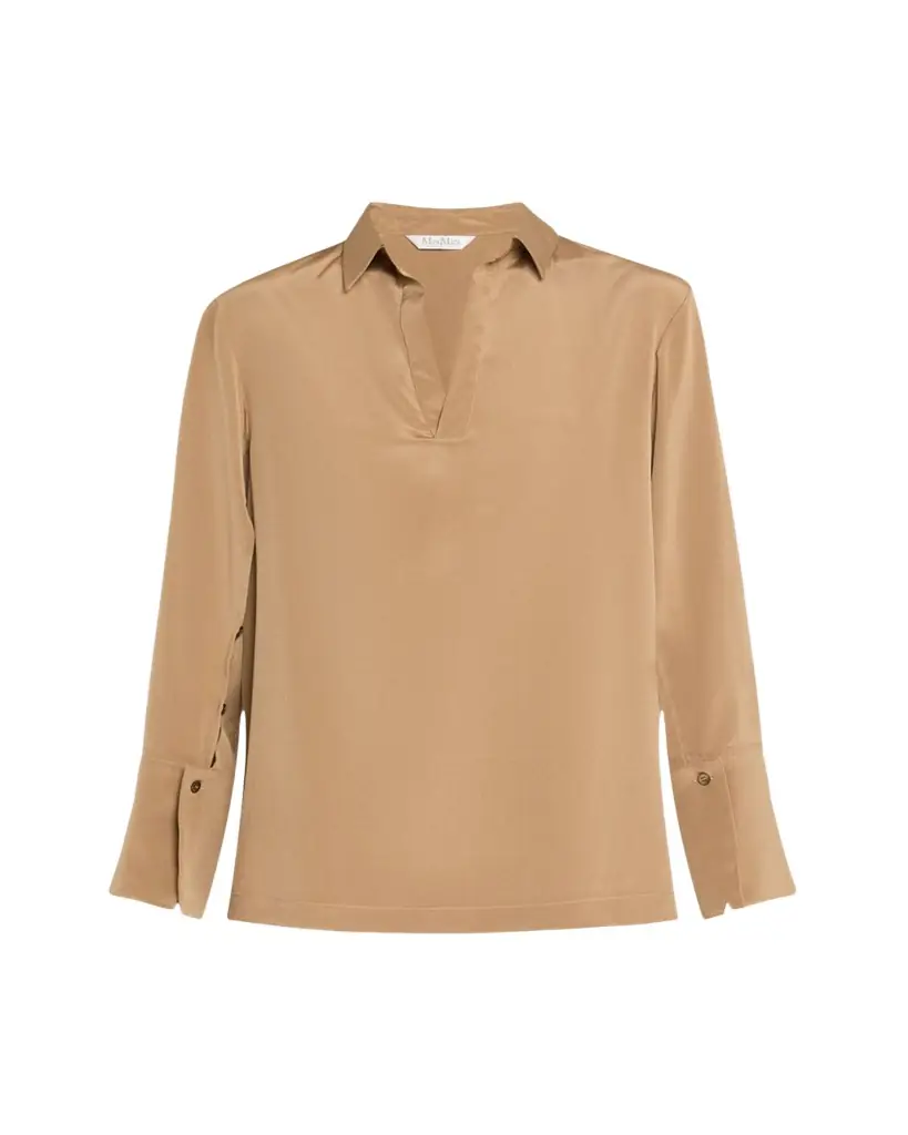 Max Mara Dover Silk Stretch Collared Top | Image 1 Max Mara Dover Silk Stretch Collared Top | Image 1