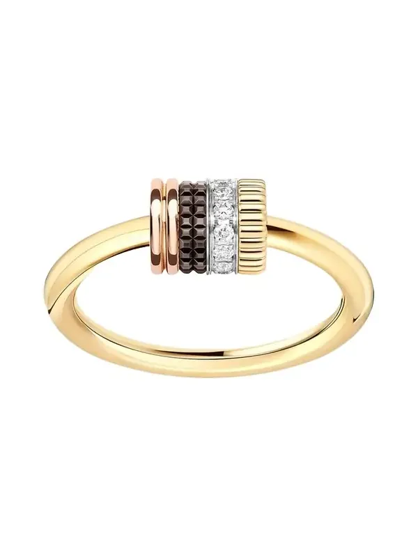 Quatre Classique 18K Tricolor Gold Ring with Brown PVD and Diamonds