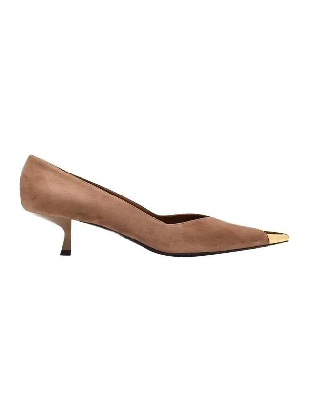 Giuseppe Zanotti Suede Golden Cap-Toe Pumps