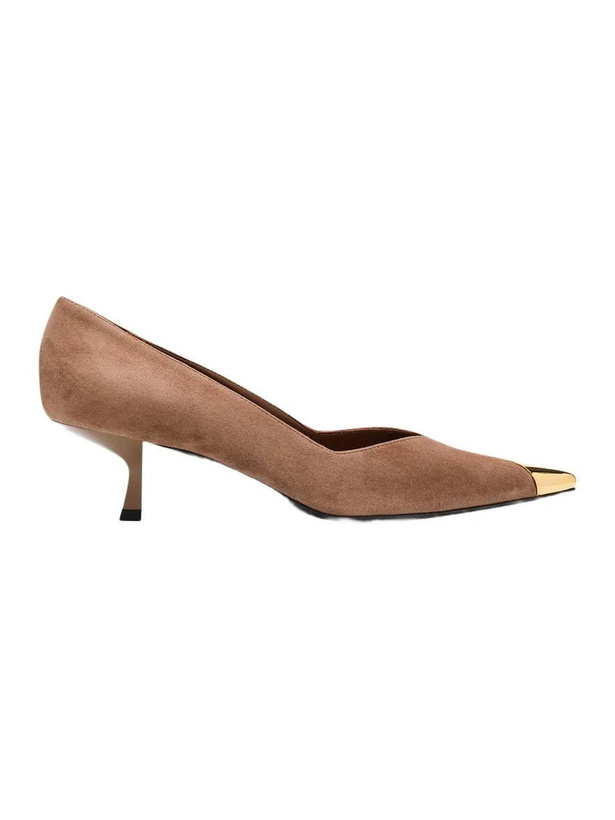 Giuseppe Zanotti Suede Golden Cap-Toe Pumps