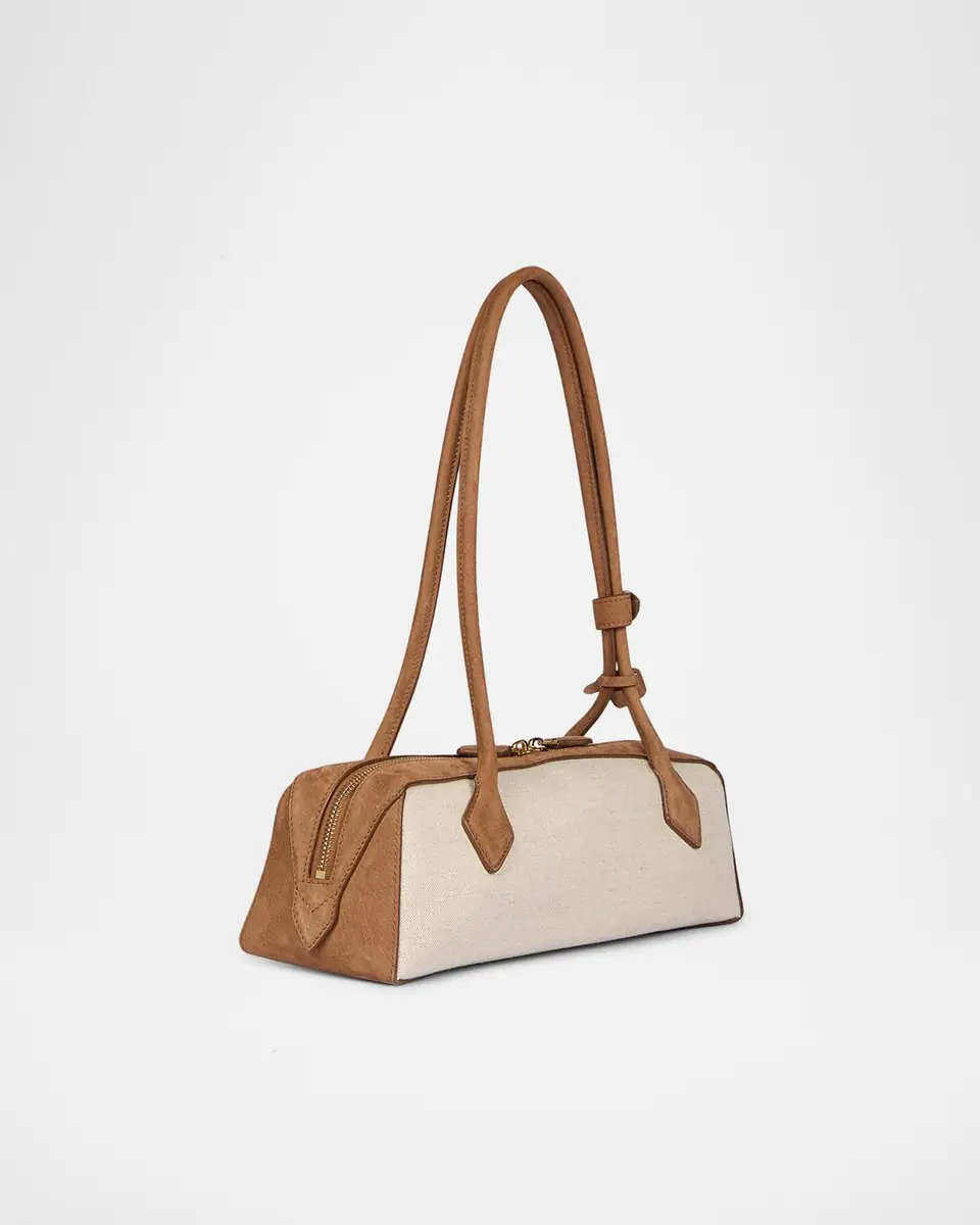 Alaïa Le Teckel Medium Shoulder Bag in Canvas and Leather | Thumbnail 2 Alaïa Le Teckel Medium Shoulder Bag in Canvas and Leather | Thumbnail 2