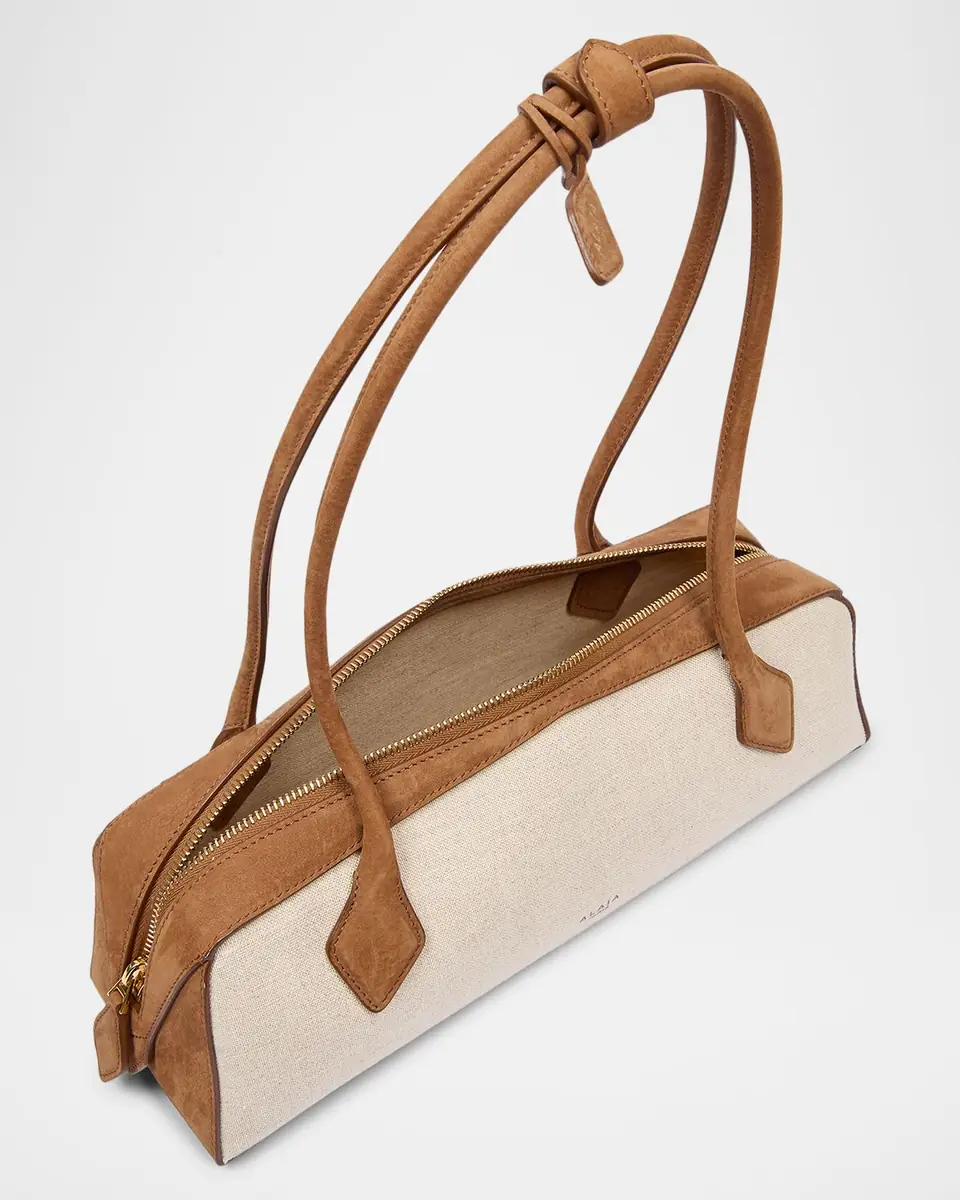 Alaïa Le Teckel Medium Shoulder Bag in Canvas and Leather | Thumbnail 3 Alaïa Le Teckel Medium Shoulder Bag in Canvas and Leather | Thumbnail 3