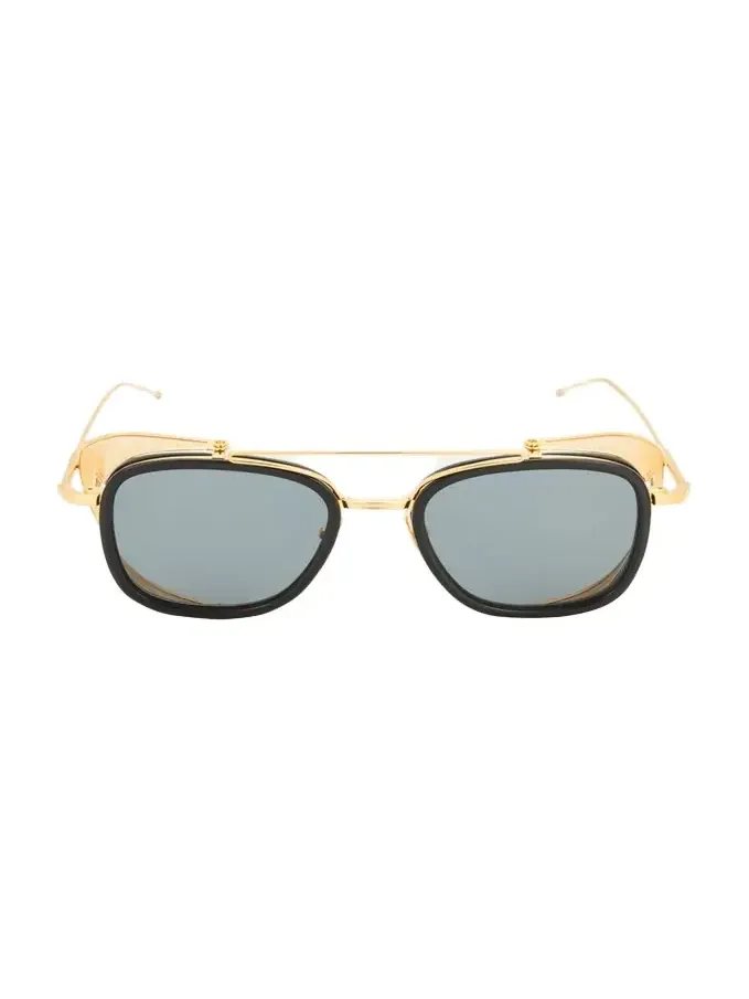 Men's Acetate and Titanium Rectangle Sunglasses with Side Shields