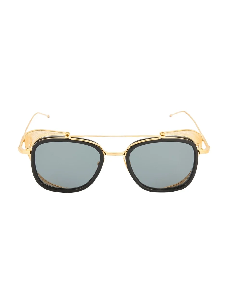 Thom Browne Men's Acetate and Titanium Rectangle Sunglasses with Side Shields