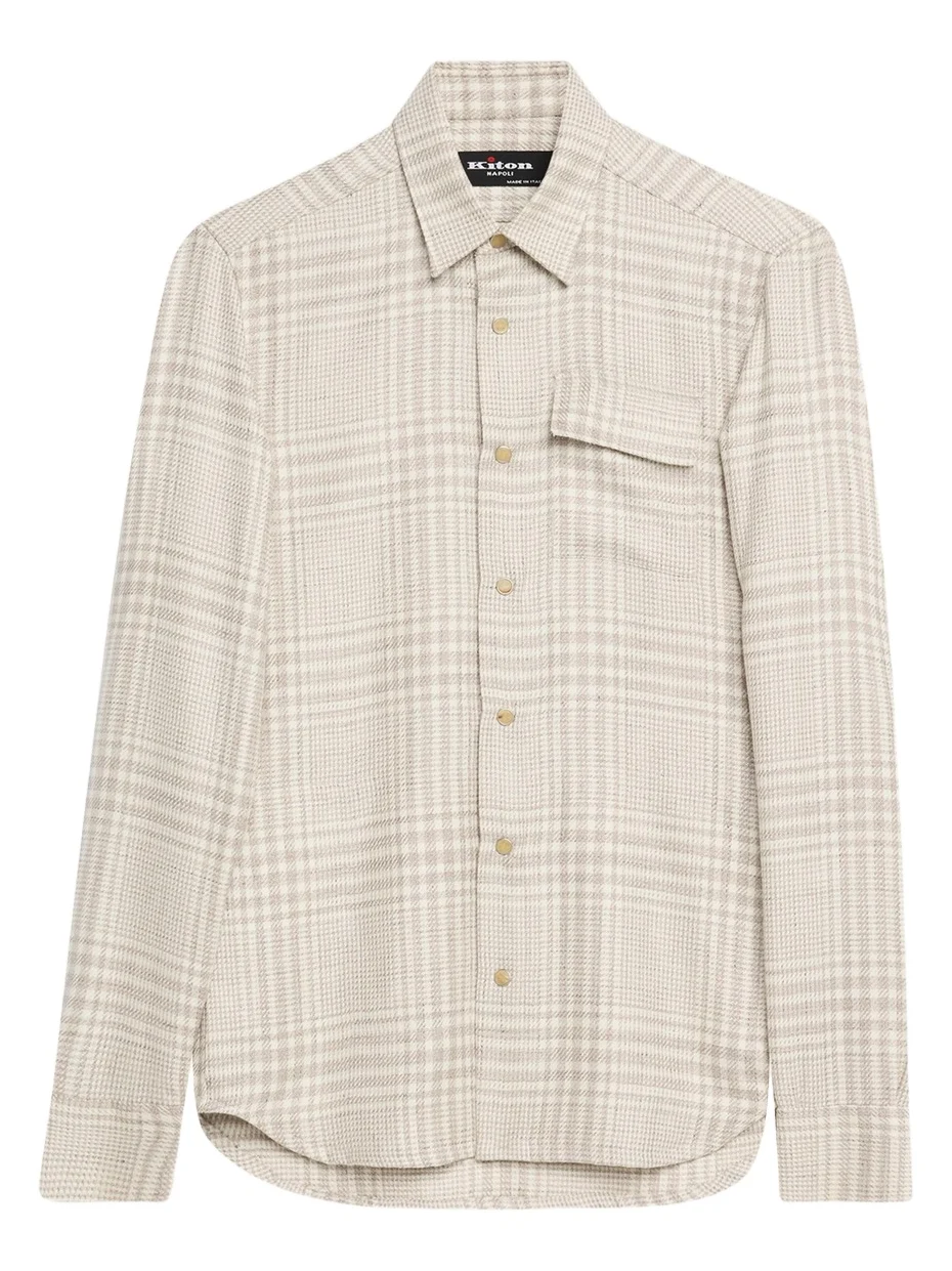 Kiton Men's Baba Tonal Plaid Side-Pocket Overshirt