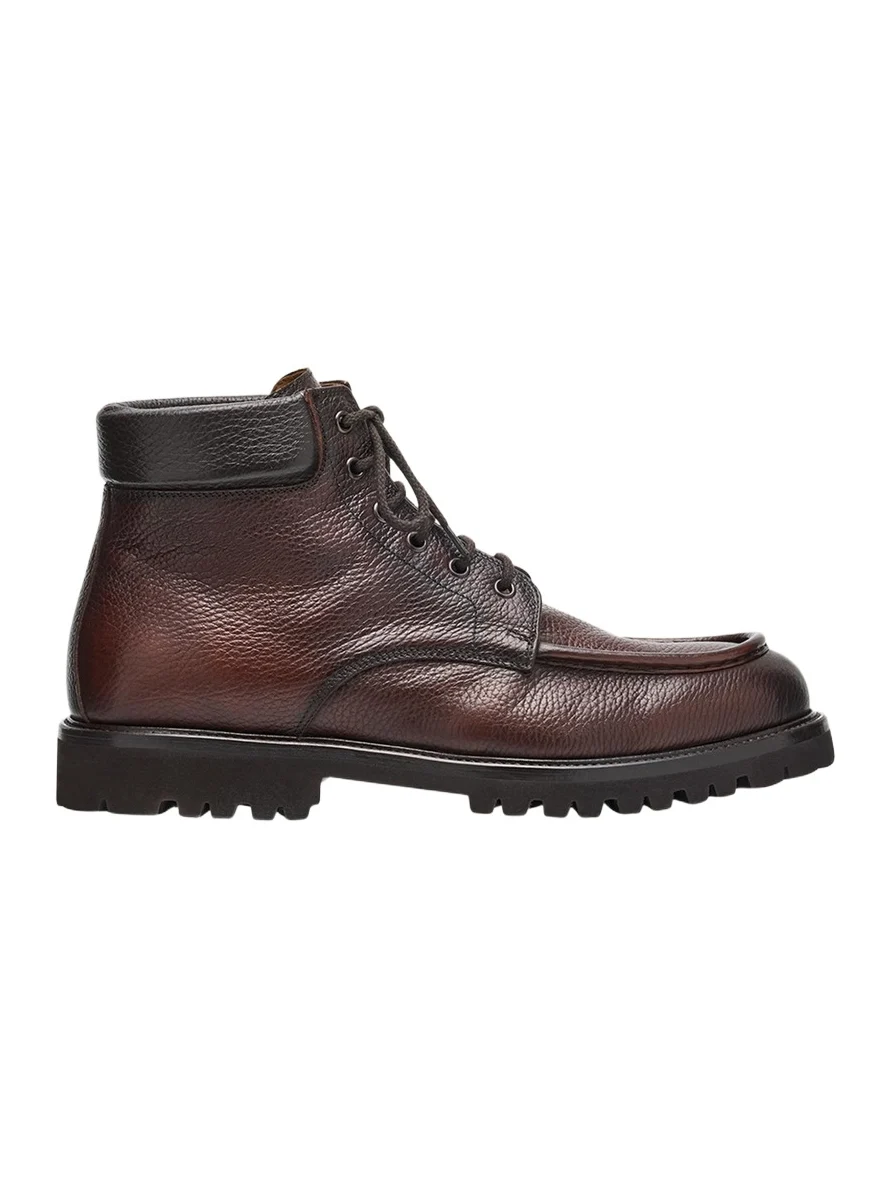Bergdorf Goodman Men's Moc-Toe Grained Leather Lace-Up Boots