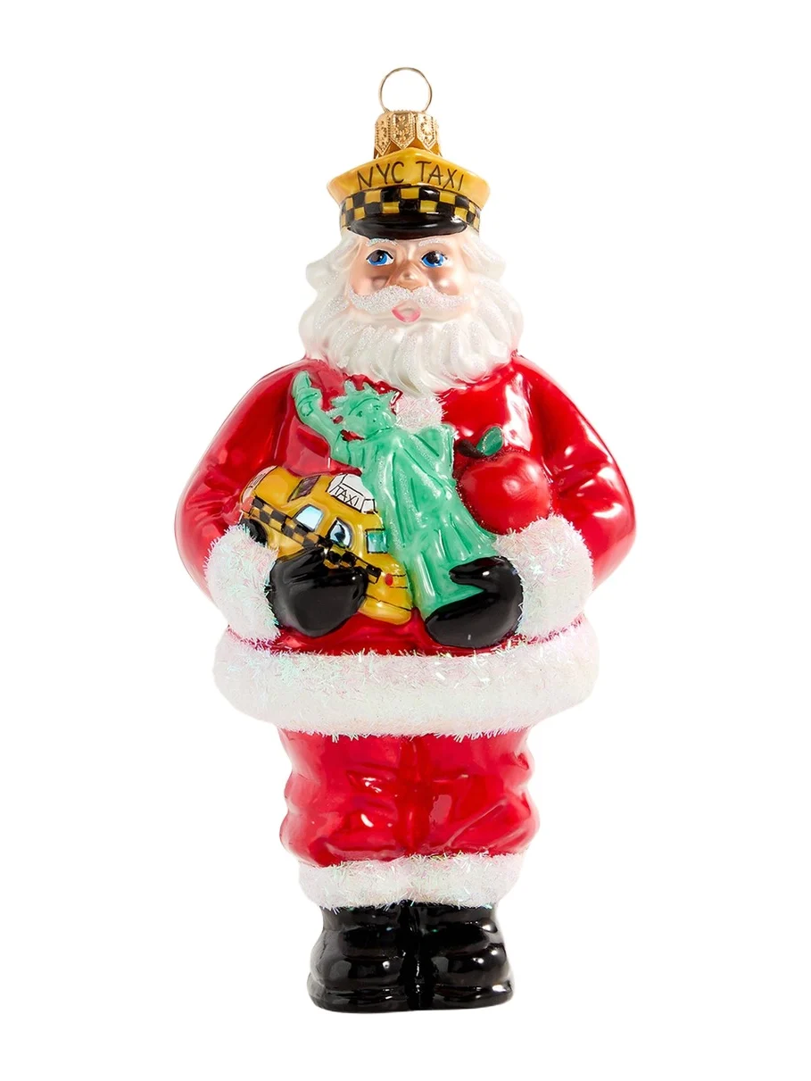 Joy To The World Collectibles NYC Cabbie Santa with Statue of Liberty Christmas Ornament
