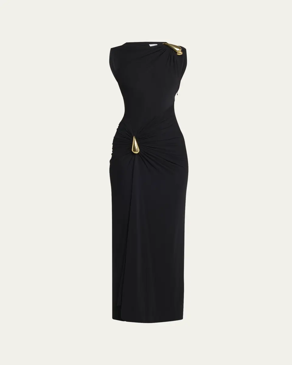 Bottega Veneta Drop Detail Gathered Matte Crepe Jersey Maxi Dress | Thumbnail 5 Bottega Veneta Drop Detail Gathered Matte Crepe Jersey Maxi Dress | Thumbnail 5