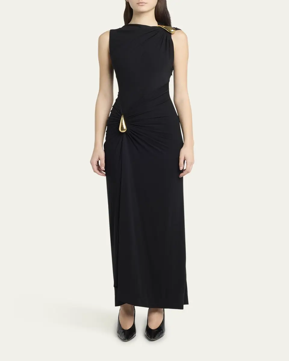 Bottega Veneta Drop Detail Gathered Matte Crepe Jersey Maxi Dress | Thumbnail 6 Bottega Veneta Drop Detail Gathered Matte Crepe Jersey Maxi Dress | Thumbnail 6
