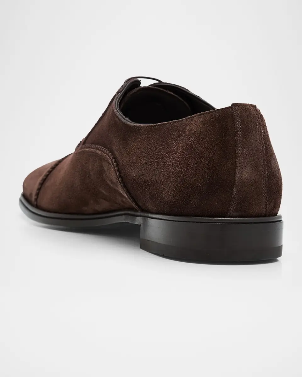 Ferragamo Men's Boston Suede Cap Toe Oxford Shoes | Thumbnail 3