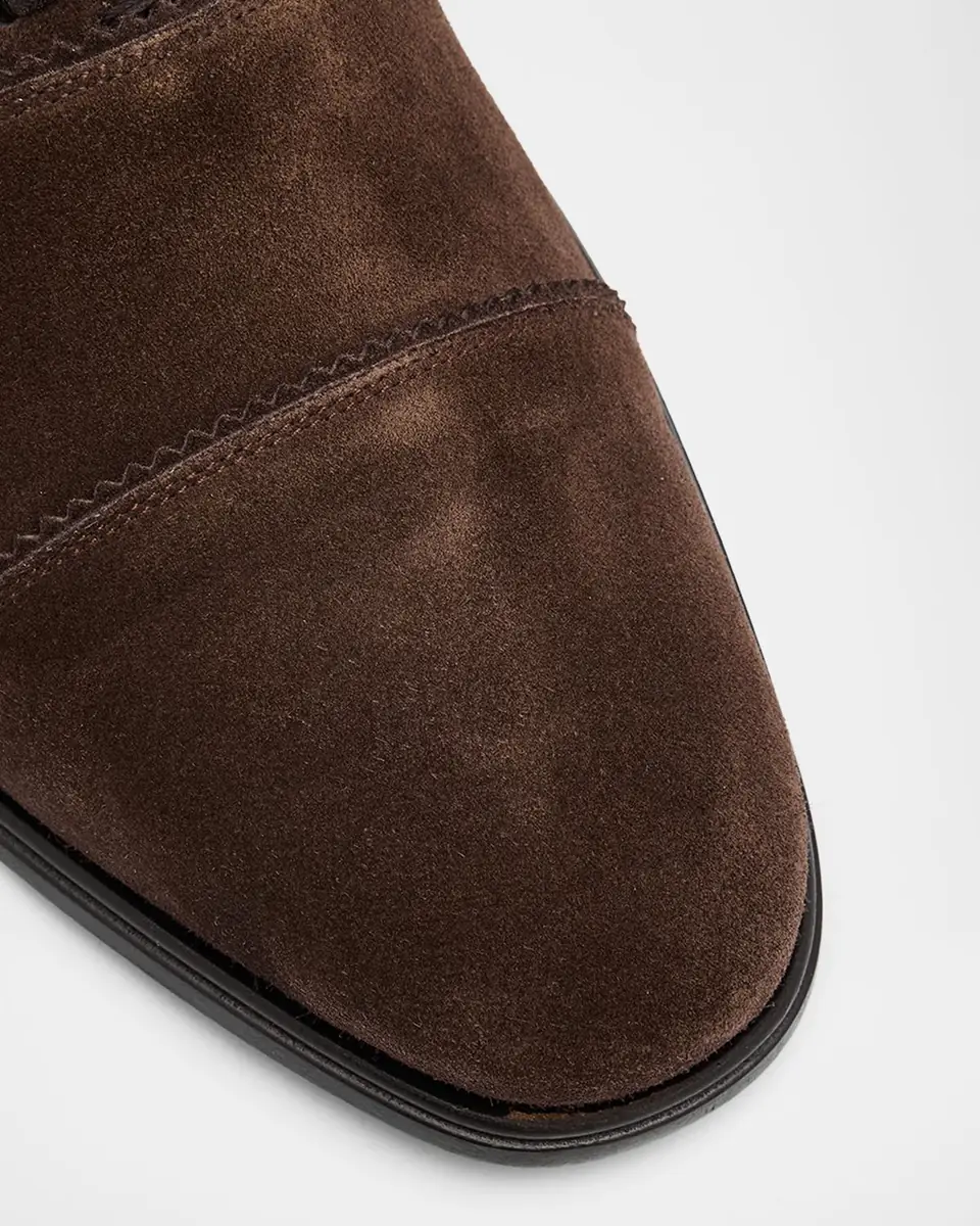 Ferragamo Men's Boston Suede Cap Toe Oxford Shoes | Thumbnail 4