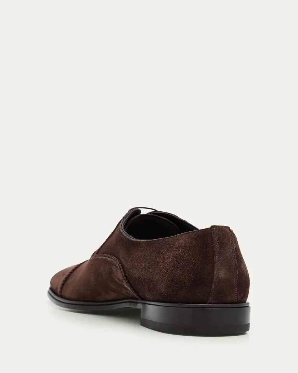 Ferragamo Men's Boston Suede Cap Toe Oxford Shoes | Thumbnail 9