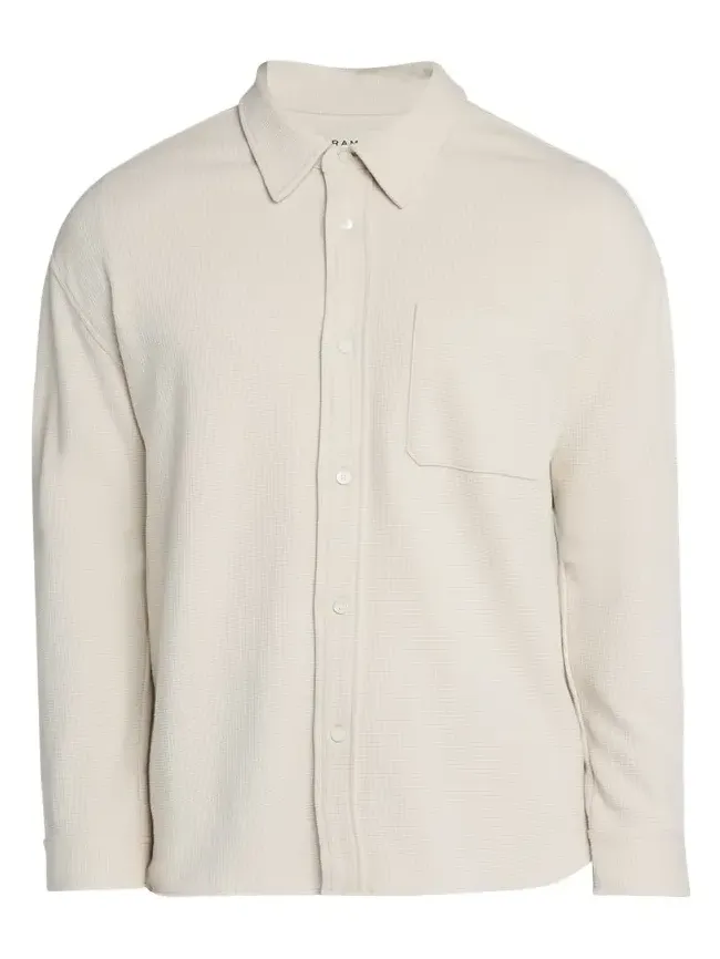 Men's Cotton Waffle Texture Button-Down Shirt Men's Cotton Waffle Texture Button-Down Shirt