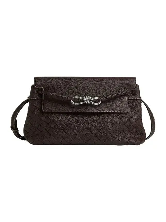 Small Andiamo Intrecciato Leather Messenger Bag Small Andiamo Intrecciato Leather Messenger Bag