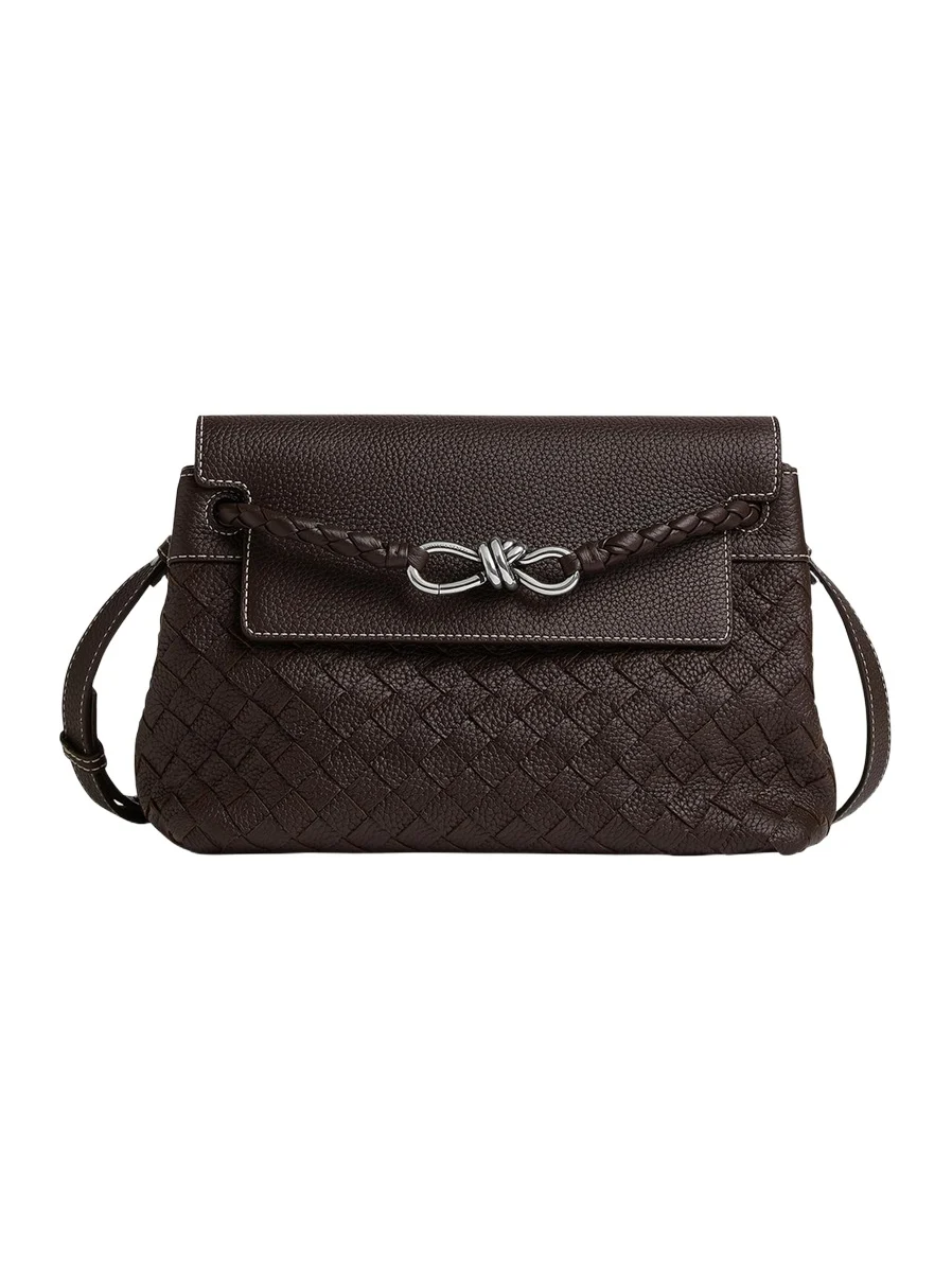 Small Andiamo Intrecciato Leather Messenger Bag