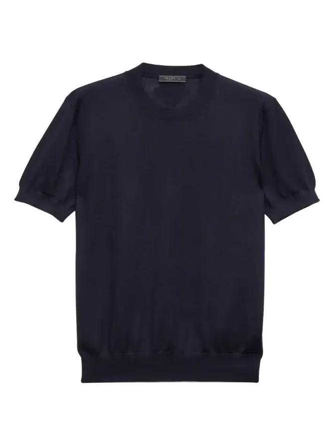 Prada Men's Cashmere and Silk Knit Short-Sleeve Sweater