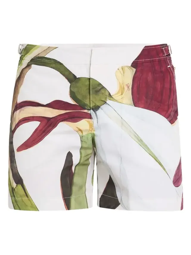 Orlebar Brown Men's Orchid Print Swim Shorts, 6" inseam