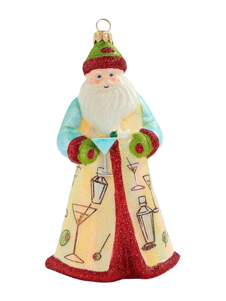 Joy To The World Collectibles Glitterazzi Martini Santa Christmas Ornament