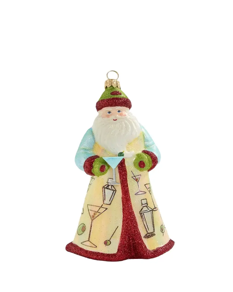 Joy To The World Collectibles Glitterazzi Martini Santa Christmas Ornament