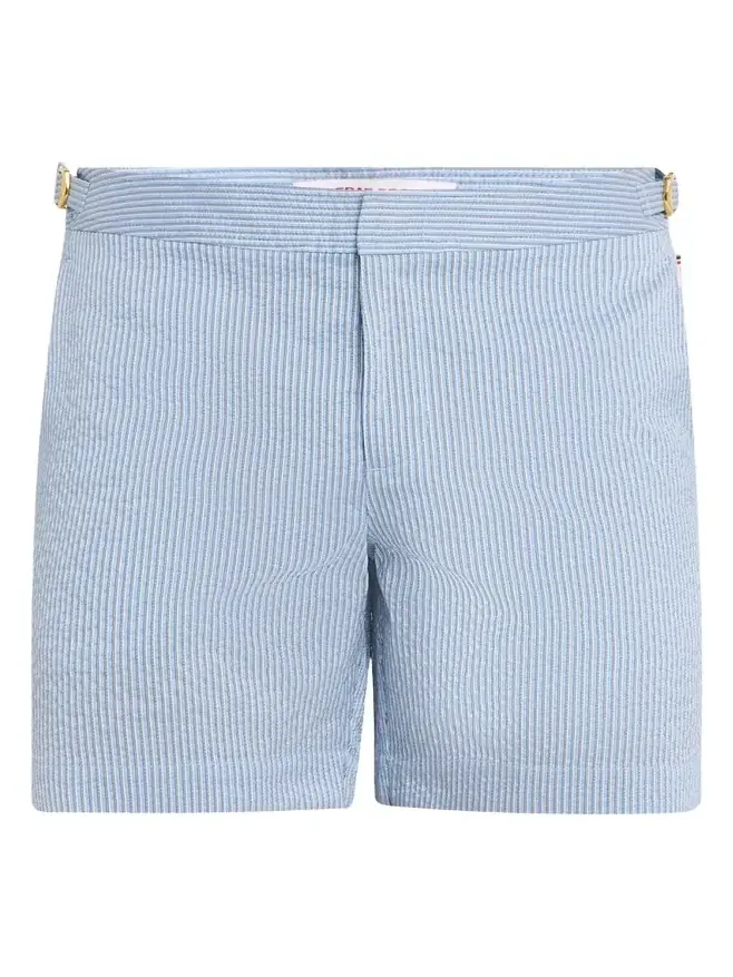 Men's Seersucker Stripe Mid-Length Swim Shorts