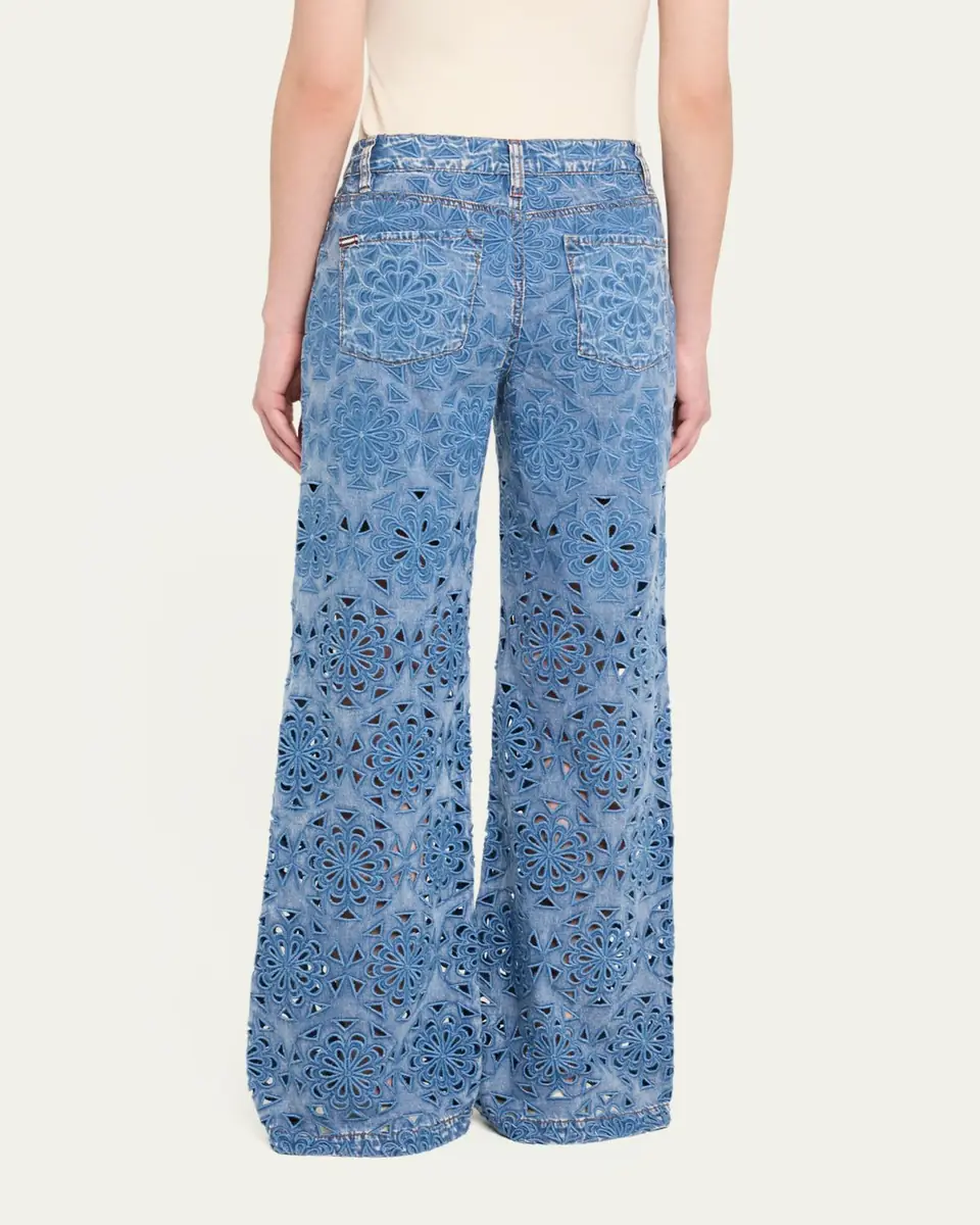 Alice + Olivia Weezy Laser-Cut Wide-Leg Jeans | Thumbnail 3 Alice + Olivia Weezy Laser-Cut Wide-Leg Jeans | Thumbnail 3