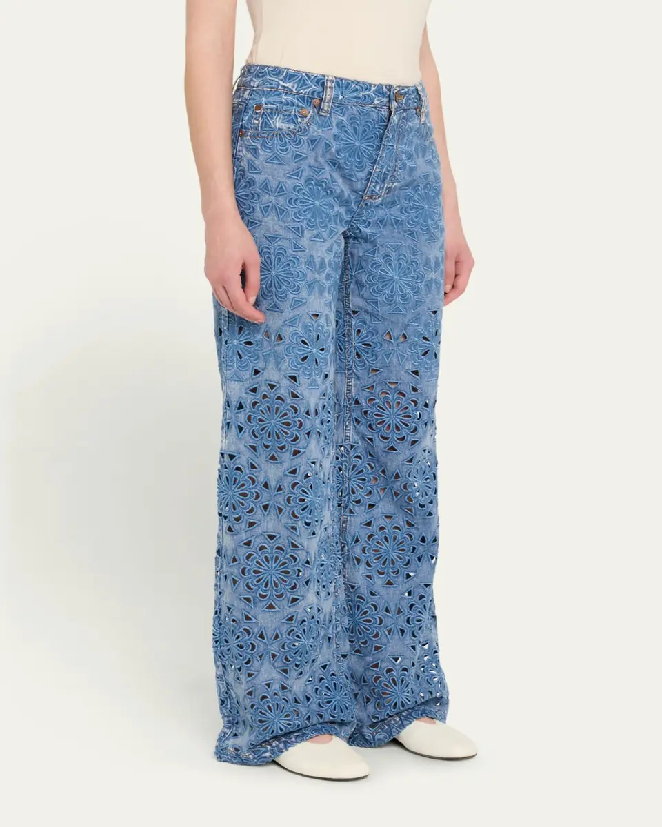 Alice + Olivia Weezy Laser-Cut Wide-Leg Jeans | Thumbnail 4 Alice + Olivia Weezy Laser-Cut Wide-Leg Jeans | Thumbnail 4