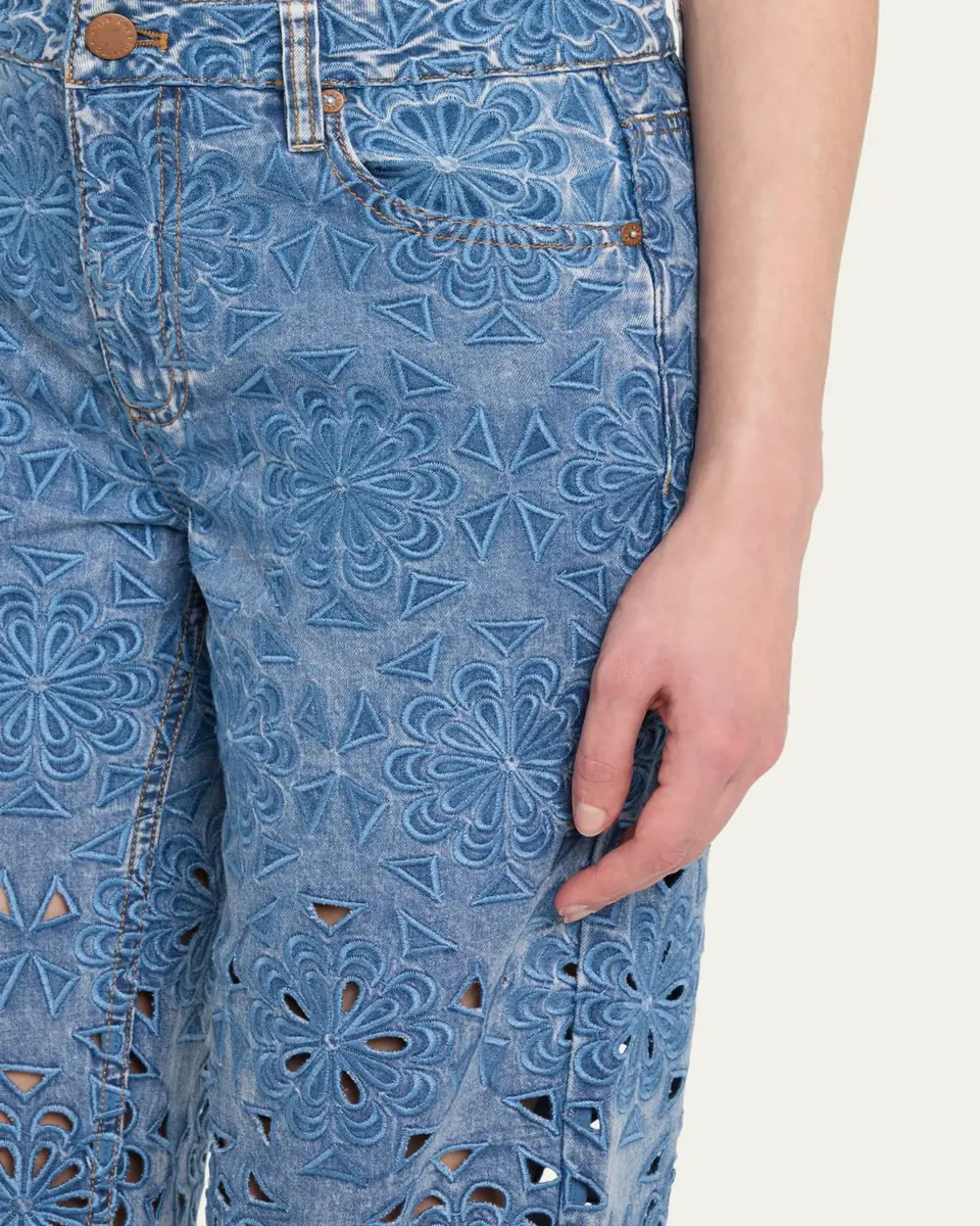 Alice + Olivia Weezy Laser-Cut Wide-Leg Jeans | Thumbnail 5 Alice + Olivia Weezy Laser-Cut Wide-Leg Jeans | Thumbnail 5