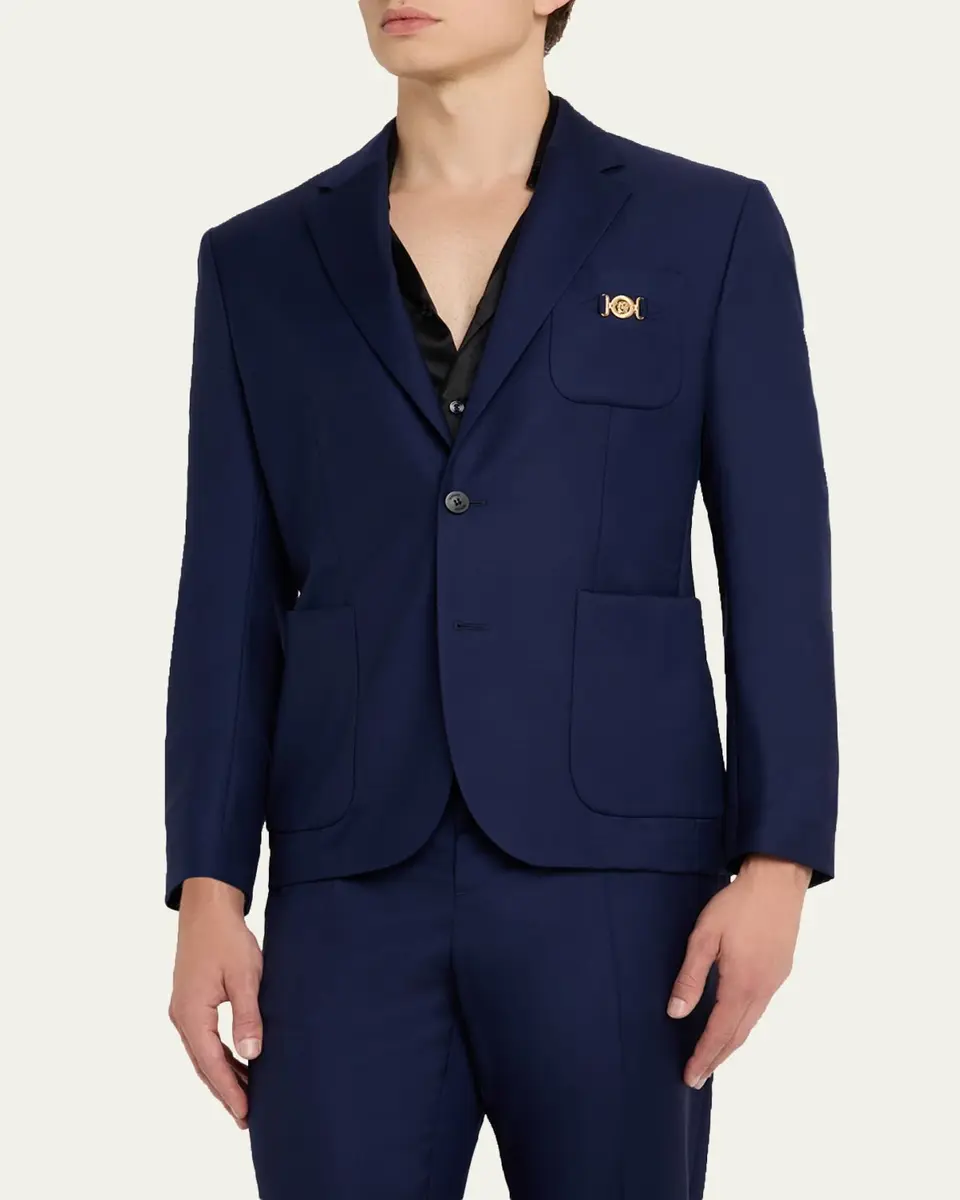 Versace Men's Wool Single-Breasted Blazer | Thumbnail 4 Versace Men's Wool Single-Breasted Blazer | Thumbnail 4
