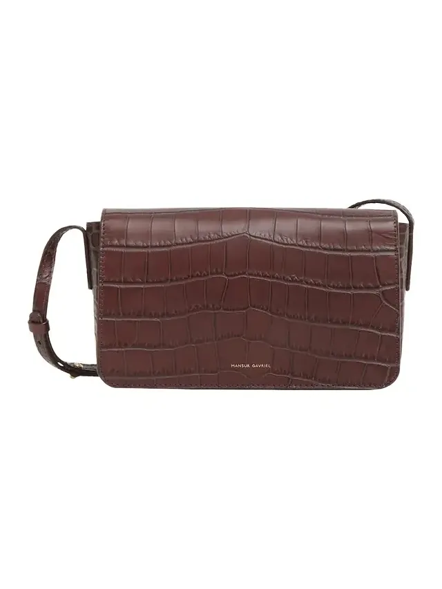 Clio Flap Croc-Embossed Leather Crossbody Bag