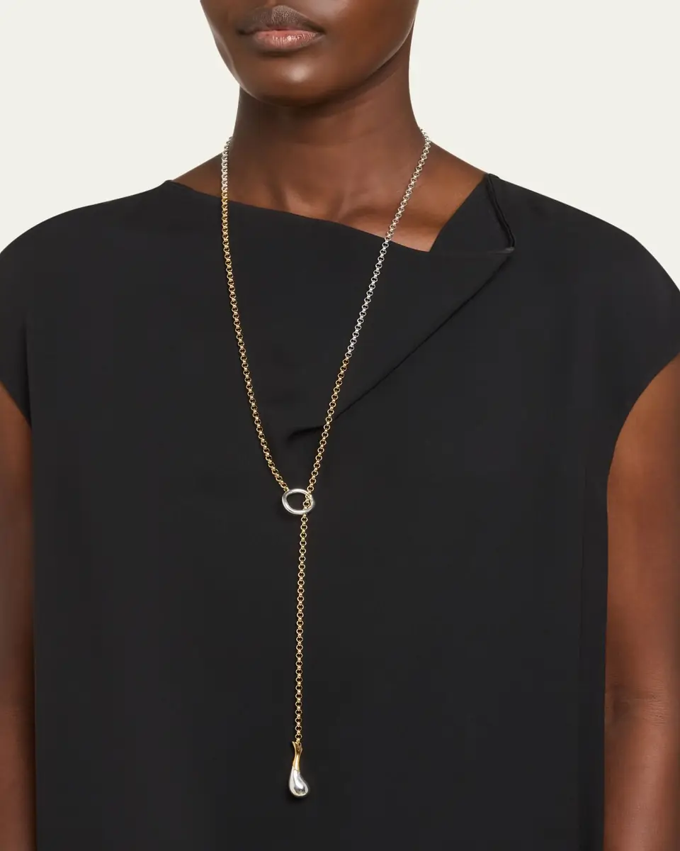 Bottega Veneta Silver and Gold Drop Chain Necklace | Thumbnail 2 Bottega Veneta Silver and Gold Drop Chain Necklace | Thumbnail 2